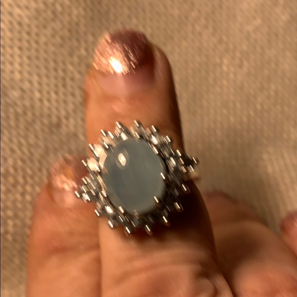 Extra large natural aquamarine halo topaz Sz 7
